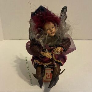 Vintage Decorative Sitting Hanging Fairy Doll Ornate Costume Ornament 8” R2000
